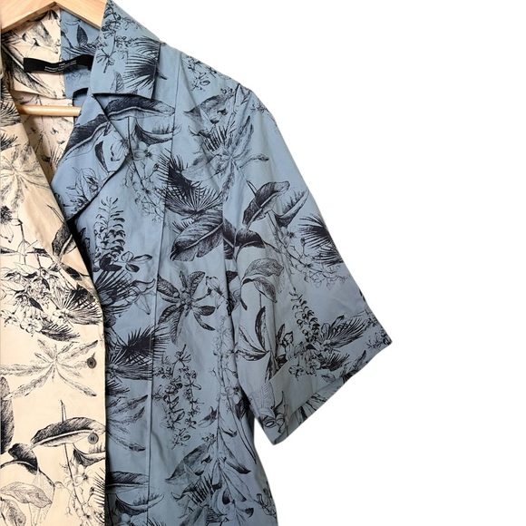ROKH Paris Split Floral Print Button-Down Shirt Blue & Beige Size 38 (US 4-6) - Picture 2 of 14